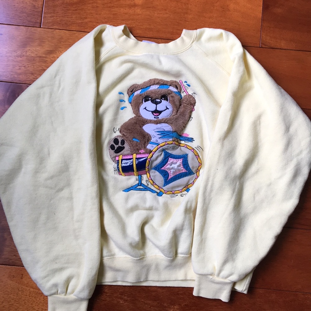 Yellow Sweater with teddy bear design